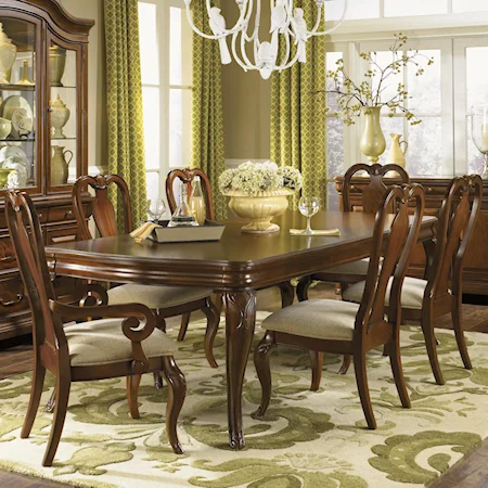 Seven Piece Dining Set with Queen Anne Chairs